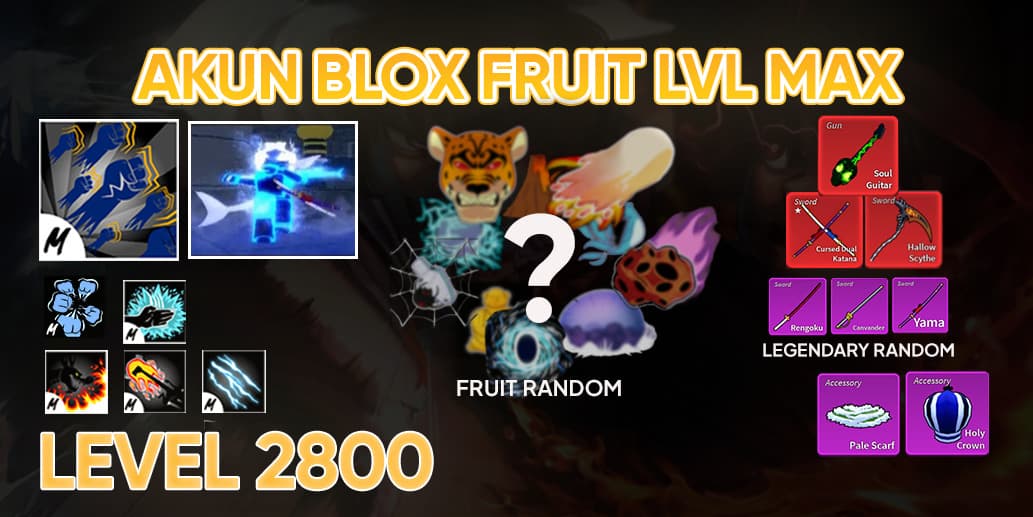 Akun Blox Fruit level max Godhuman + Race Shark V4 Full Gear