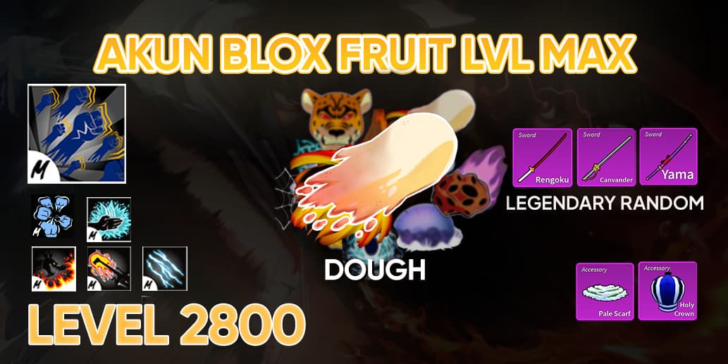 Akun Blox Fruit - Godhuman + Dough V2