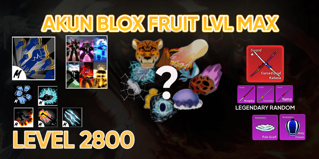 Akun Blox Fruit level max Godhuman+ CDK +Race Random V4 Full Gear