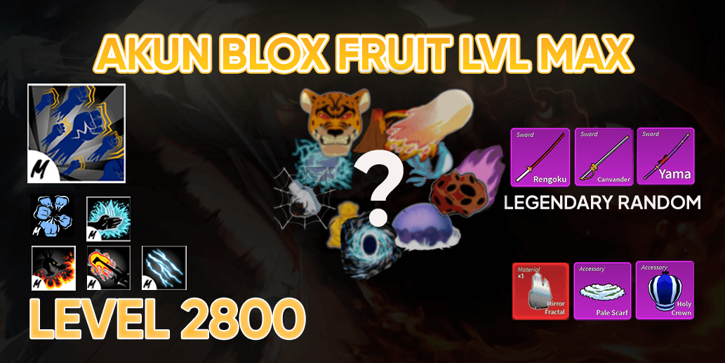 Akun Blox Fruit level max Godhuman+ Mirror