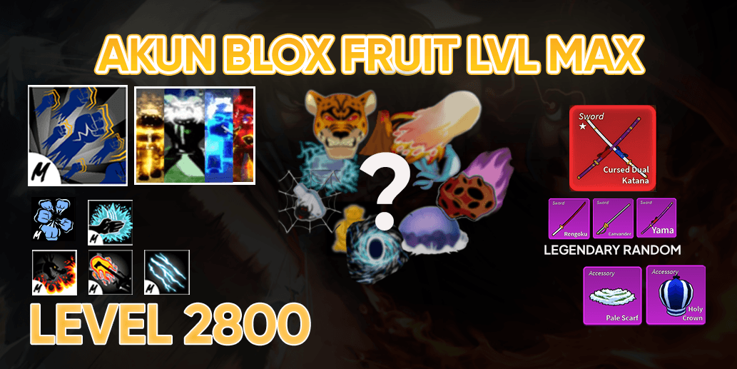 Akun Blox Fruit level max GodHuman + CDK + 4 Race Full Gear (Mink,Sky,Human,Shark)