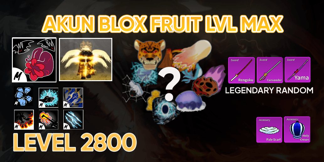 Akun Blox Fruit level max - Godhuman + Sanguine + Race V4 Sky Full Gear