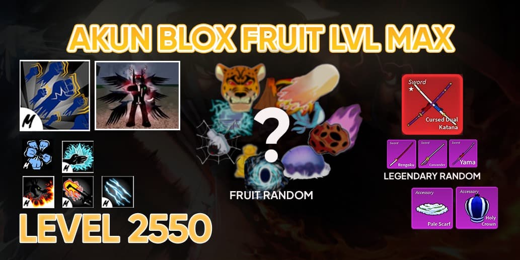 Akun Blox Fruit Level max - Godhuman + CDK + Race Ghoul V4 Full Gear